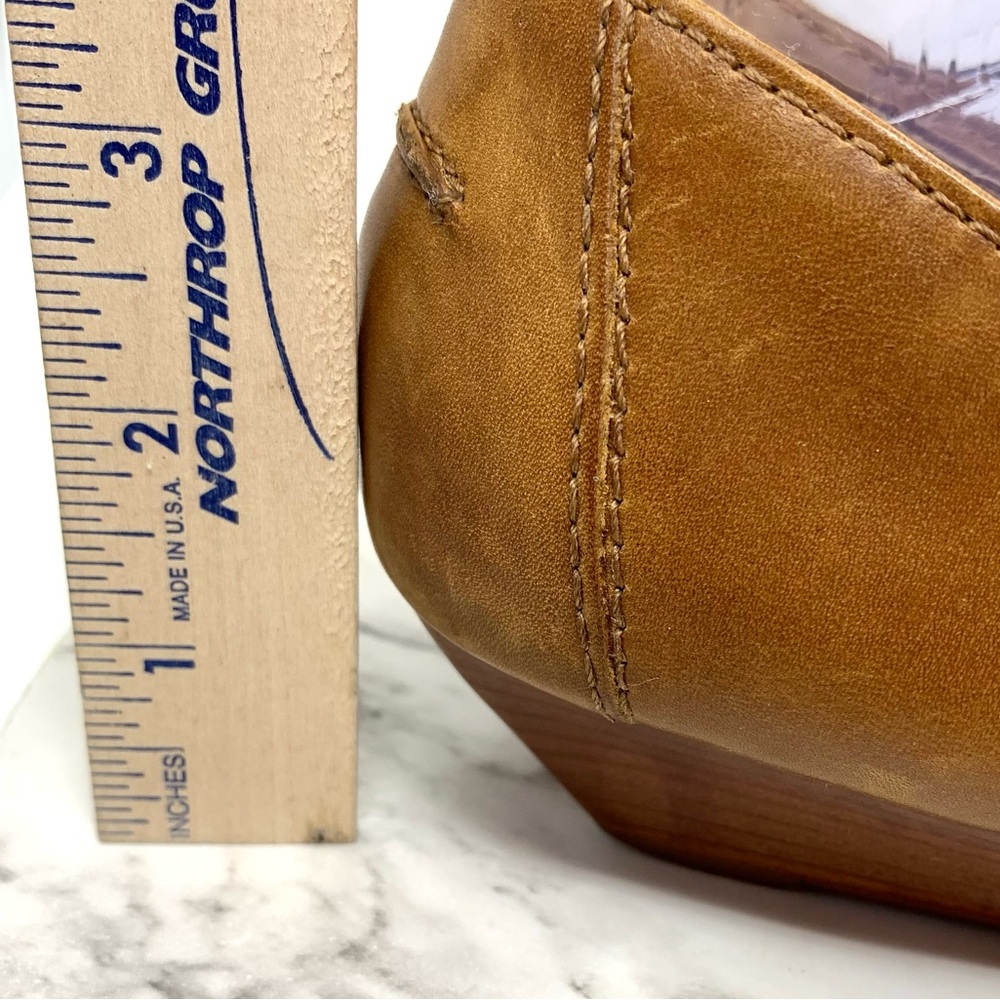 Jessica Simpson Brown Leather Ballet Toe Buckle Wedge Flats 8.5 Classic Preppy - Picture 16 of 16
